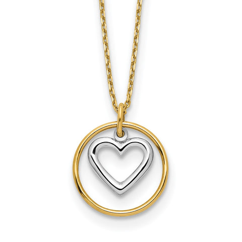 14k Two-tone Heart in Circle Necklace-WBC-SF2883-18