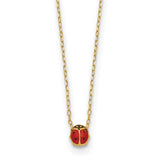 14k Polished Enameled Small Ladybug 16.5in Necklace-WBC-SF2888-16.5