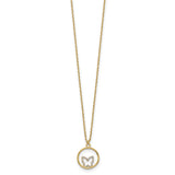 14k w/Rhodium Butterfly in Circle Necklace-WBC-SF2892-18