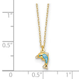 14k Polished Enameled Dolphin 16.5in Necklace-WBC-SF2893-16.5