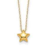 14k Polished Puffed Star 16.5in Necklace-WBC-SF2898-16.5