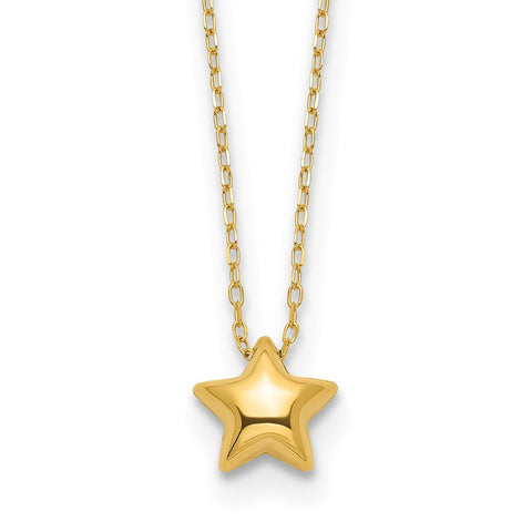 14k Polished Puffed Star 16.5in Necklace-WBC-SF2898-16.5