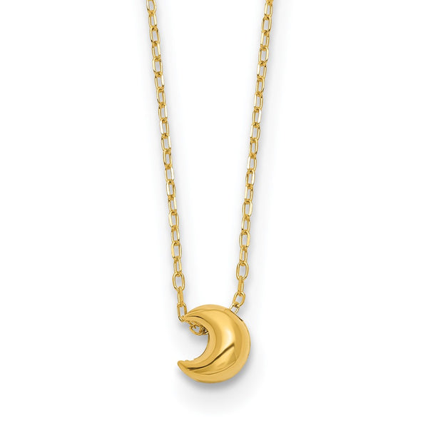 14k Polished Puffed Moon 16.5in Necklace-WBC-SF2899-16.5