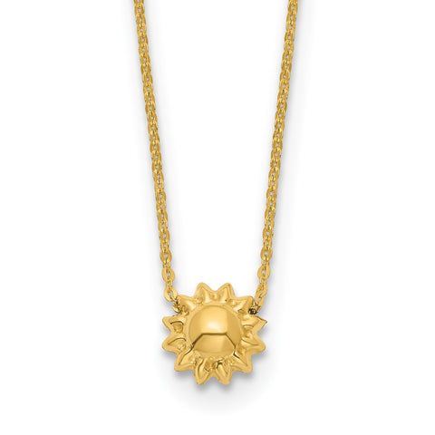 14k Polished Puffed Sun 16.5in Necklace-WBC-SF2900-16.5