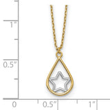 14k w/Rhodium Star in Teardrop Necklace-WBC-SF2901-18