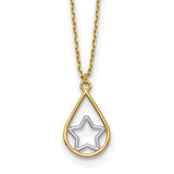 14k w/Rhodium Star in Teardrop Necklace-WBC-SF2901-18