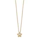 14k w/Rhodium Diamond-cut Star in Star Necklace-WBC-SF2902-18