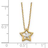 14k w/Rhodium Diamond-cut Star in Star Necklace-WBC-SF2902-18