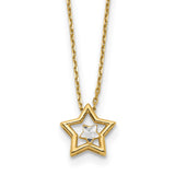 14k w/Rhodium Diamond-cut Star in Star Necklace-WBC-SF2902-18