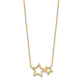 14K Polished Two Stars Necklace-WBC-SF2903-17