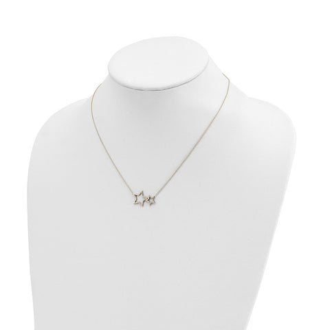 14K Polished Two Stars Necklace-WBC-SF2903-17