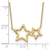 14K Polished Two Stars Necklace-WBC-SF2903-17