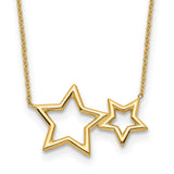 14K Polished Two Stars Necklace-WBC-SF2903-17