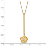 14K Polished and Satin Flower Dangle CZ w/2 in ext. Necklace-WBC-SF2904-16