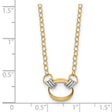 14K Two-tone Polished and Satin Circle Necklace-WBC-SF2905-17