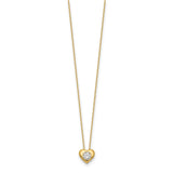 14k Polished CZ Heart Slide Necklace-WBC-SF2912-18