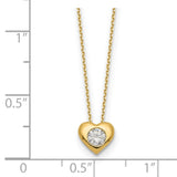 14k Polished CZ Heart Slide Necklace-WBC-SF2912-18