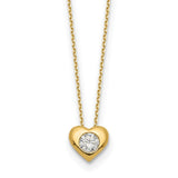 14k Polished CZ Heart Slide Necklace-WBC-SF2912-18