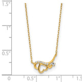 14k Polished CZ Heart w/1.25 in ext Necklace-WBC-SF2913-15