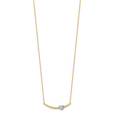 14K Two-tone Polished CZ Heart on Bar 17in Necklace-WBC-SF2914-17