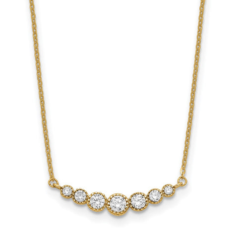 14K Polished Graduated Round CZ 17in Necklace-WBC-SF2915-17