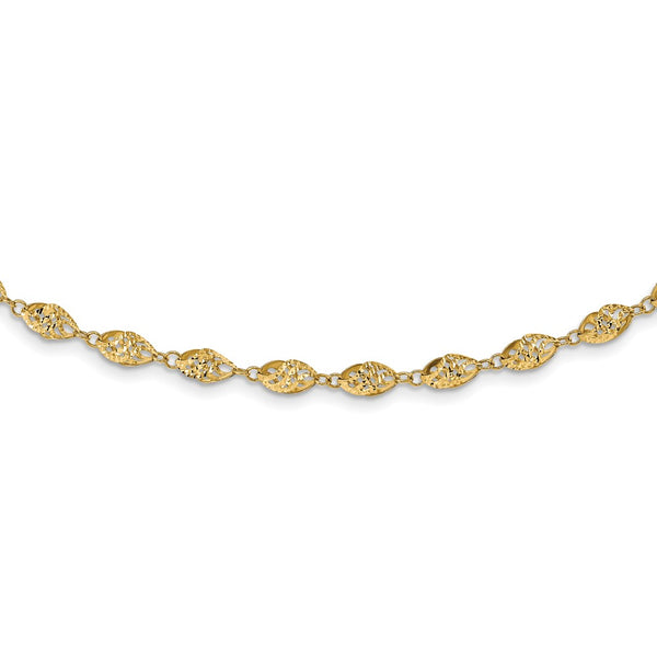 14K Polished D/C Fancy Twisted Beaded 18in Necklace-WBC-SF2933-18