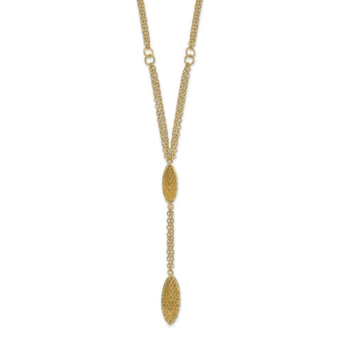 14k Fancy Y Diamond-cut Drop w/1in ext. Necklace-WBC-SF2938-16.75