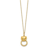 14K Polished Cat Head Holding Ring Necklace-WBC-SF2940-17