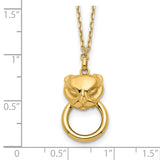 14K Polished Cat Head Holding Ring Necklace-WBC-SF2940-17