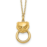 14K Polished Cat Head Holding Ring Necklace-WBC-SF2940-17