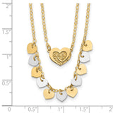 14K Two-tone Polished Double Strand with Hearts Necklace-WBC-SF2941-17