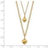 14K Double Layer Heart Link Polished Hearts 2 in ext. Necklace-WBC-SF2944-16