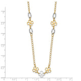 14K Two-tone Diamond-cut Polished Flower Necklace-WBC-SF2947-17