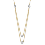 14K Two-tone Polished & D/C Discs Double Necklace-WBC-SF2949-17