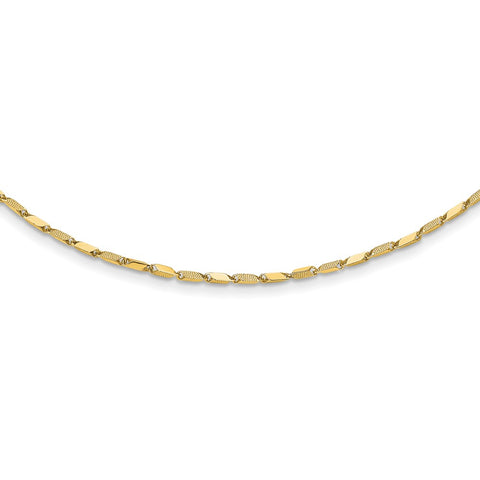 14K Polished and Textured Fancy Link 17in Necklace-WBC-SF2955-17