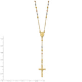 14K Tri-color Polished Faceted Beads Rosary Necklace-WBC-SF2964-24