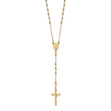 14K Tri-color Polished Faceted Beads Rosary Necklace-WBC-SF2964-24