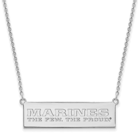 Sterling Silver Rh-Plat U.S. Marine Corps The Few. The Proud. Bar Necklace-WBC-SS011USMC-18