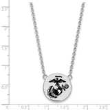 Sterling Silver Rh-Plat U.S. Marine Corps Epoxied Split Chain Disc Pendant-WBC-SS030USMC-18