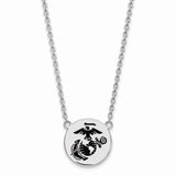 Sterling Silver Rh-Plat U.S. Marine Corps Epoxied Split Chain Disc Pendant-WBC-SS030USMC-18