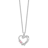 Sterling Silver Survivor Clear/Pink Swarovski Topaz Heart of Healing Neckla-WBC-SV226SS-16