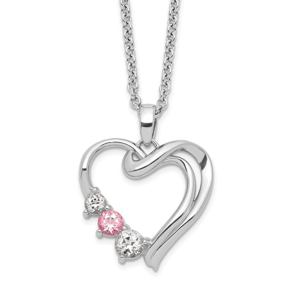 Sterling Silver Survivor Clear/Pink Swarovski Topaz Heart of Healing Neckla-WBC-SV226SS-16