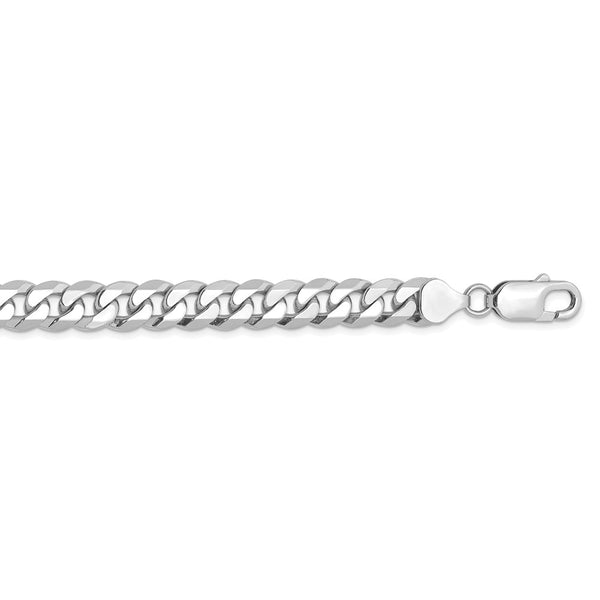 14k WG 8mm Flat Beveled Curb Chain-WBC-WFBU200-24