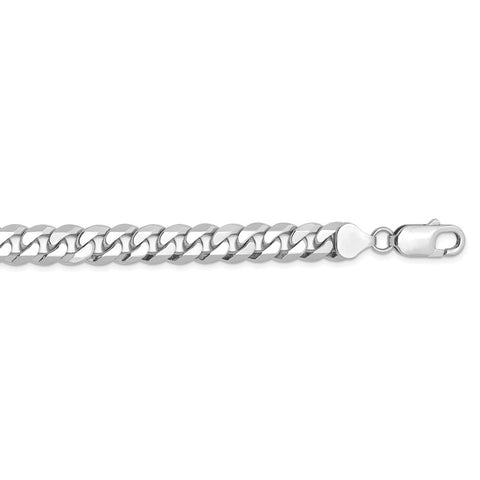 14k WG 8mm Flat Beveled Curb Chain-WBC-WFBU200-22