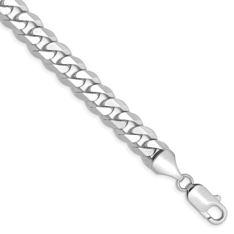 14k WG 8.5mm Flat Beveled Curb Chain-WBC-WFBU220-9