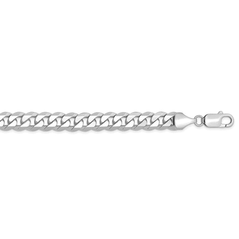 14k WG 8.5mm Flat Beveled Curb Chain-WBC-WFBU220-20