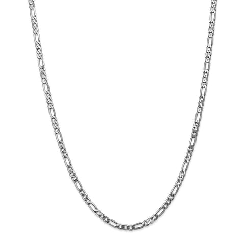 14k WG 4mm Flat Figaro Chain-WBC-WFIG100-16