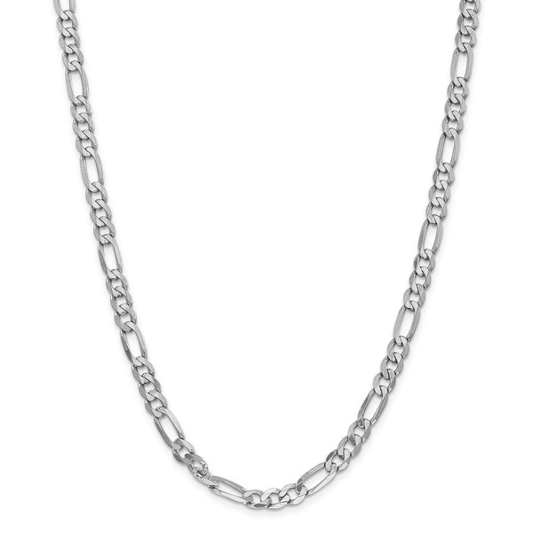 14k WG 6mm Flat Figaro Chain-WBC-WFIG160-26