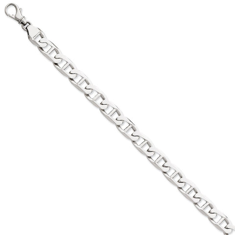 14k White Gold 9mm Hand-Polished Anchor Link Bracelet-WBC-LK101W-8.5