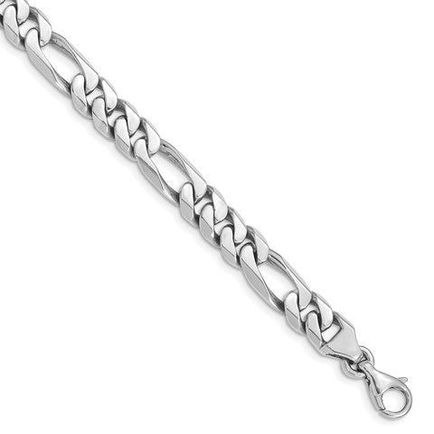 14k White Gold 7.7mm Hand-polished Figaro Link Bracelet-WBC-LK108W-8.5